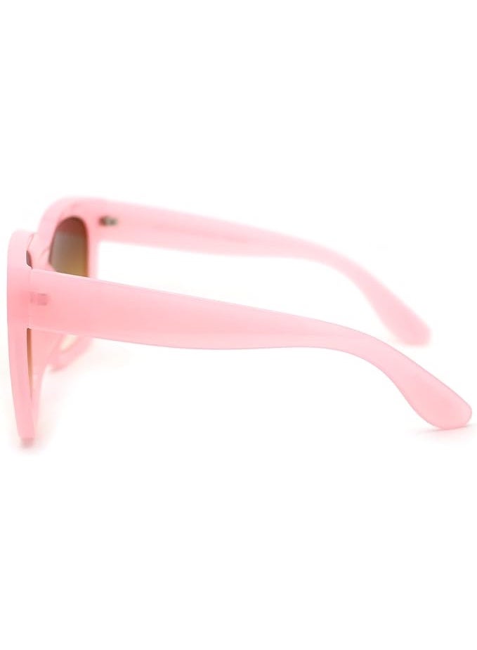 SA106 Women's XXL Oversized Square Sunglasses - Thick Horned Rim Boyfriend Style - Bubblegum Pink - Image 3